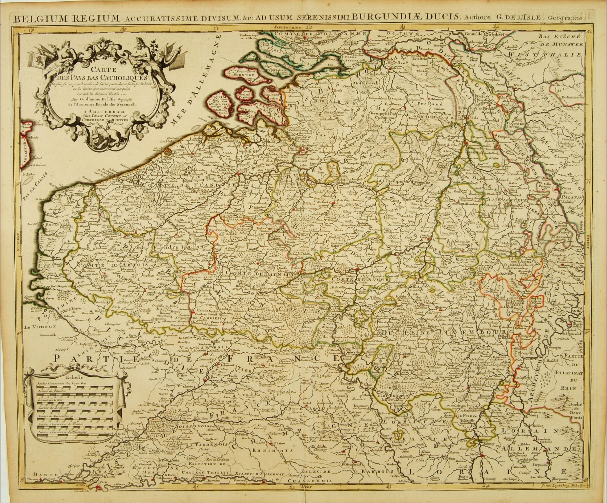 COVENS, J. / MORTIER, C., Carte Des Pays Bas Catholiques Dressée. . ., antique map, old maps