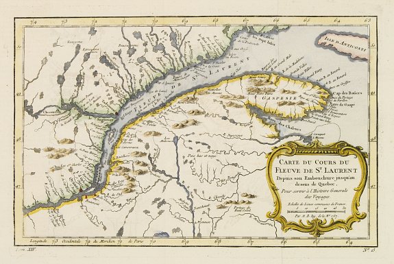 BELLIN,J.N., Carte du Cours du Fleuve de St.Laurent..Quebec., antique map, old maps