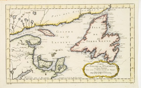 BELLIN,J.N., Carte du Golphe de St.Laurent et Pays Voisins.., antique map, old maps