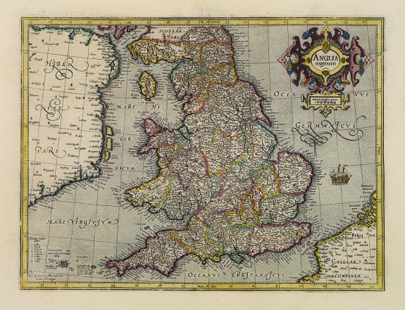 MERCATOR,G./ HONDIUS,J., Anglia regnum., antique map, old maps