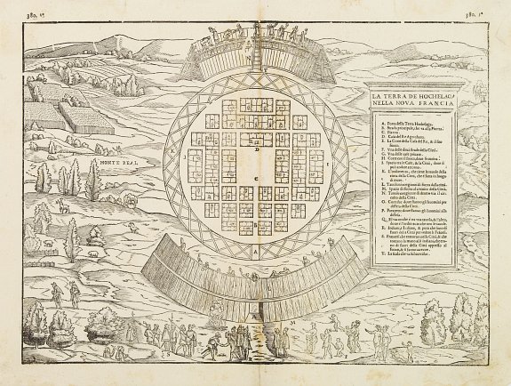 RAMUSIO,G.B., La terra de Hochelaganella Nova Francia., antique map, old maps