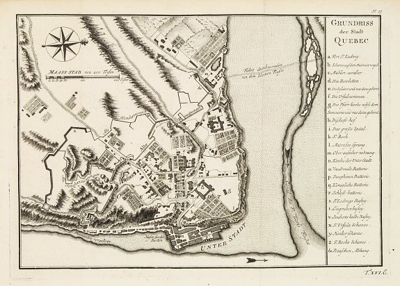 BELLIN,J.N., Grundriss der Stadt Quebec., antique map, old maps