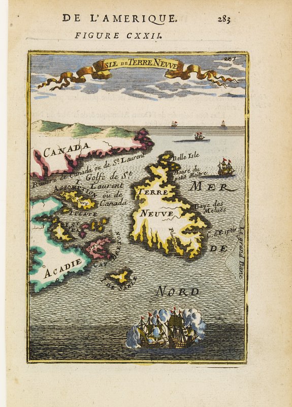 MALLET,A.M., Isle de Terre Neuve., antique map, old maps
