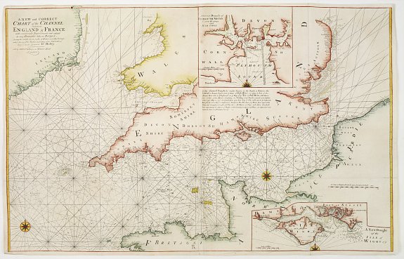 MOUNT,W./ PAGE,T., A new and correct chart of the channel between England & France.., antique map, old maps