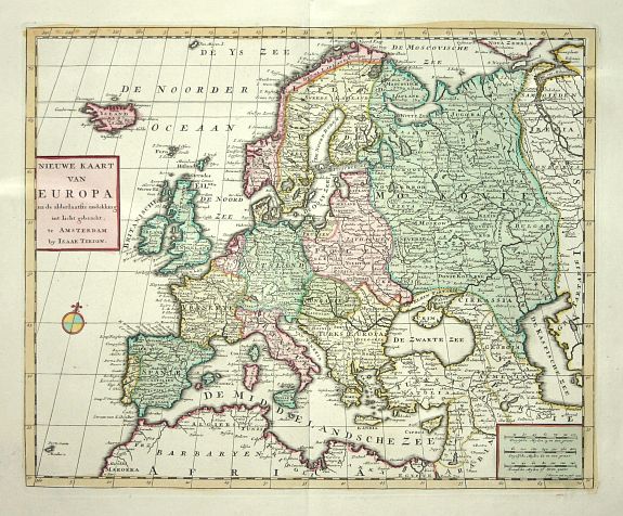 TIRION,I., Nieuwe Kaart van Europa, antique map, old maps