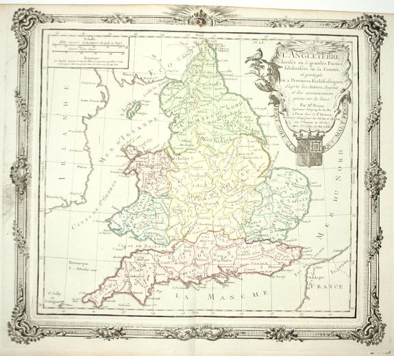 BRION, L' Angleterre divisee en 5 grandes Parties, antique map, old maps