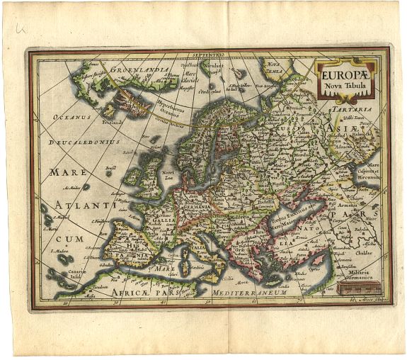 CLUVER, Europae Nova Tabula, antique map, old maps