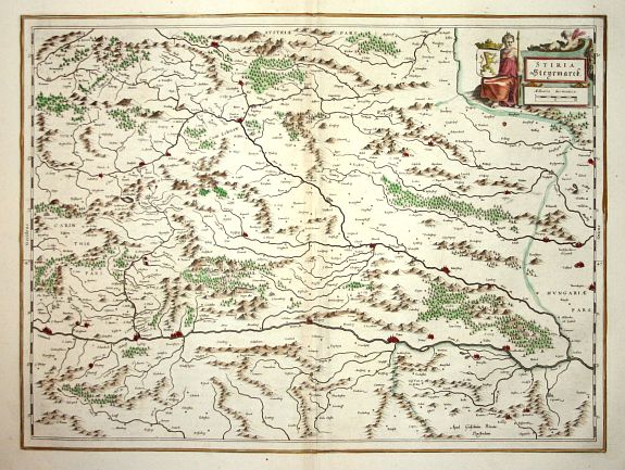 BLAEU,W., Stiria Steyrmarck, antique map, old maps