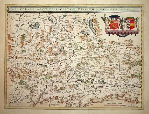 BLAEU,W., Saltzburg Archiepiscopatus, et Carinthia Ducatus, antique map, old maps