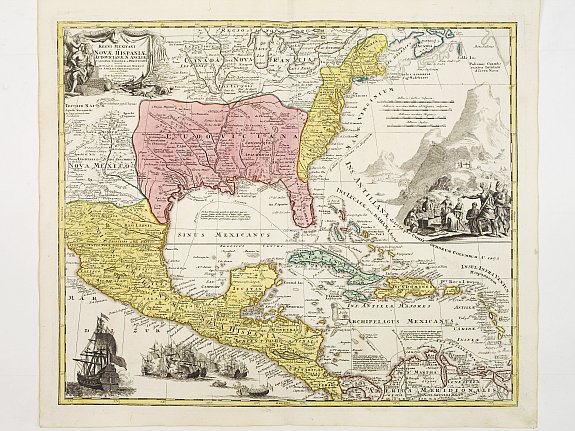 HOMANN,J.B., Regni Mexicani seu Novae Hispaniae, Floridae, Novae .., antique map, old maps