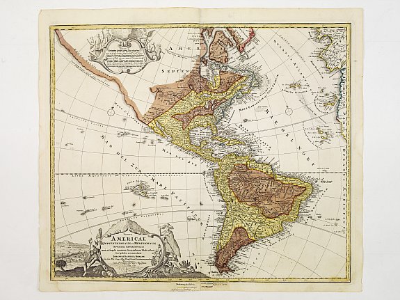 HOMANN,J.B., Totius Americae Septentrionalis et Meridionalis.., antique map, old maps