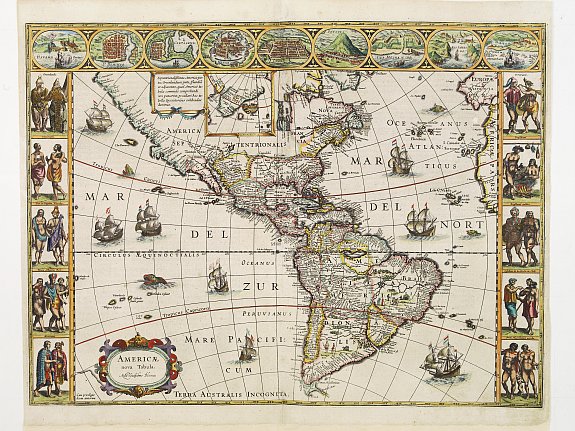 BLAEU, W., Americae Nova Tabula., antique map, old maps