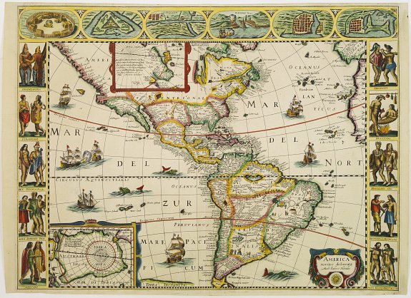 D'AVITY,P. after JANSSONIUS, America noviter delineata., antique map, old maps