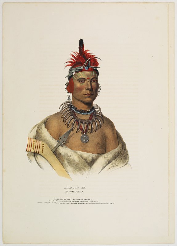 McKenney, Thomas Loraine and James Hall., Chono Ca Pe an Ottoe chief., antique map, old maps