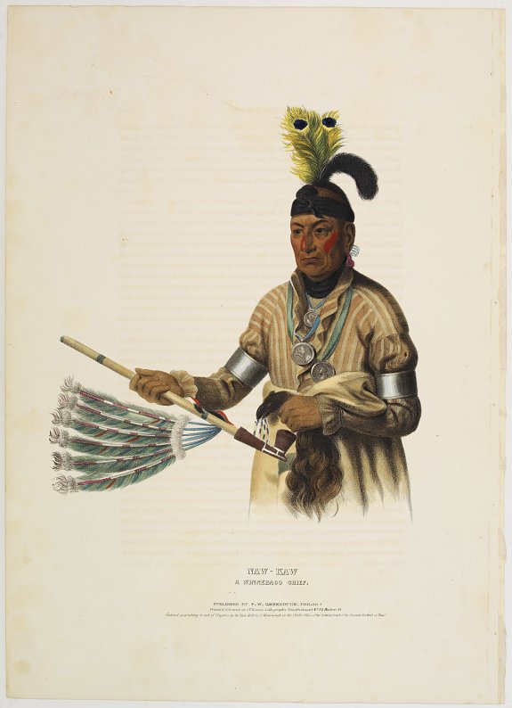 McKenney, Thomas Loraine and James Hall., Naw-Kaw a Winnebago chief., antique map, old maps