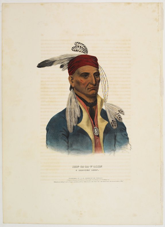 McKenney, Thomas Loraine and James Hall., Shin-Ga-Ba-W'Ossin a Chippeway chief., antique map, old maps