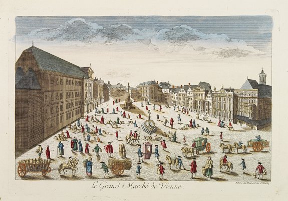 HUQUIER, Le Grand Marché de Vienne., antique map, old maps