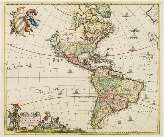 DE WIT,F, Novissima et Accuratissima Totius Americae descriptio.., antique map, old maps