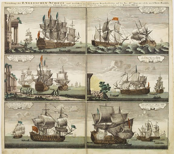 HOMANN HEIRS., Vorstellung der Englischen Schiffe ?, antique map, old maps