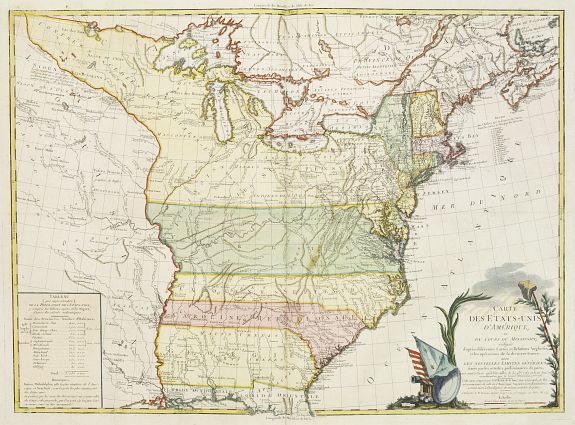 BRION DE LA TOUR, L., CARTE DES ETATS-UNIS D'AMERIQUE, et du Cours du Mississipi. . ., antique map, old maps