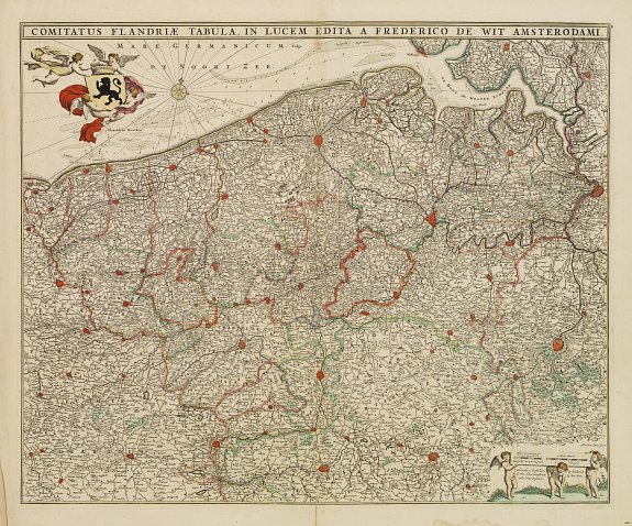 DE WIT, F, Comitatus Flandriae Tabula in lucem edita., antique map, old maps