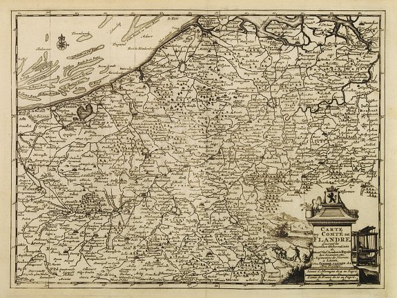AA,P.v.d., Carte du Comté de Flandre, suivant les nouvelles observations.., antique map, old maps