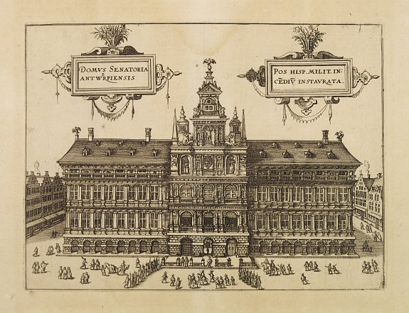GUICCIARDINI, L., Domus Senatoria Antwerpiensis., antique map, old maps
