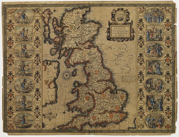 SPEED, J., Britain As it was devided in the tyme of the Enghshe Saxons., antique map, old maps