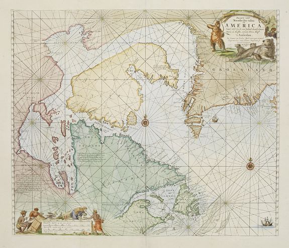VAN KEULEN,J., Pascaarte vande Noorderde Zee custen van America.., antique map, old maps