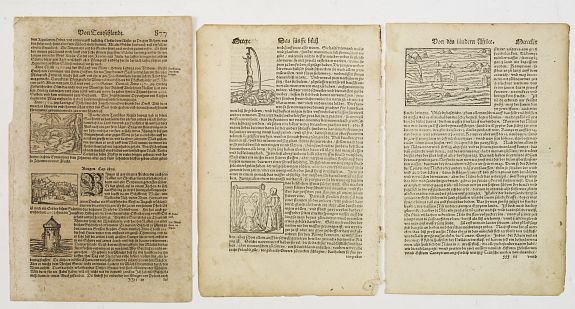 MUNSTER, S., 3 leaves from Münster's Cosmographia Universalis, antique map, old maps