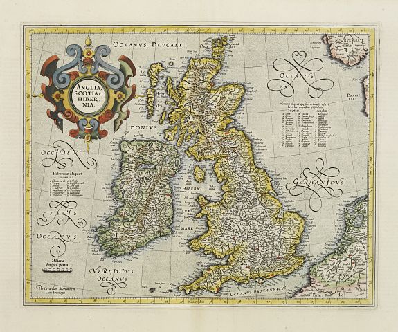 MERCATOR,G./ HONDIUS,J., Anglia, Scotia et Hibernia., antique map, old maps