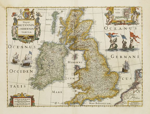 HONDIUS,H., Magnae Britanniae et Hiberniae Tabula., antique map, old maps
