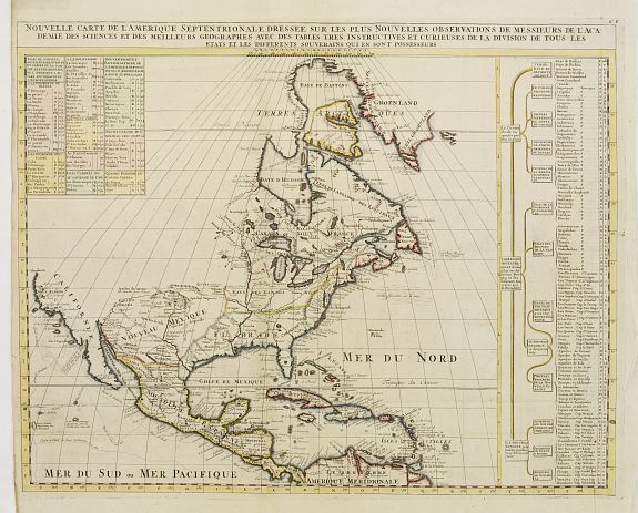 CHATELAIN,H., Nouvelle Carte de l' Amerique Septentrionale Dressee sur les plus Nouvelles Observations de Messieurs de l' Academie.., antique map, old maps