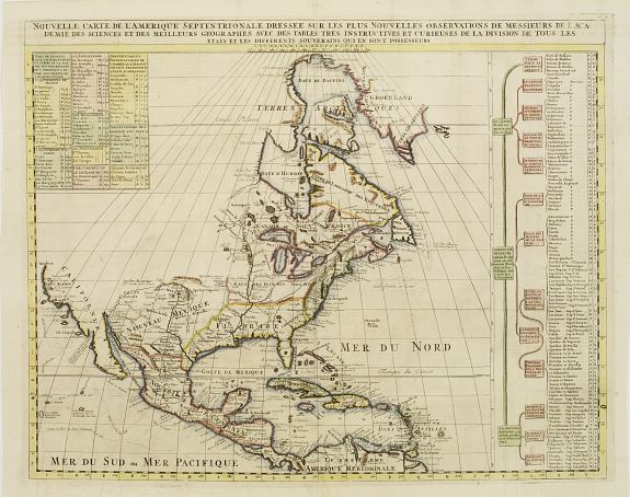 CHATELAIN,H., Nouvelle Carte de l' Amerique Septentrionale Dressee sur les plus Nouvelles Observations de Messieurs de l' Academie.., antique map, old maps