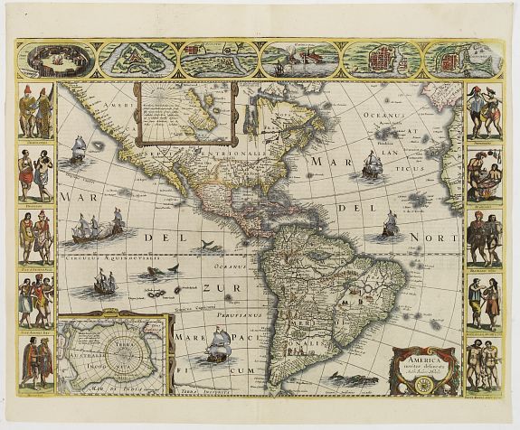 HONDIUS, H., America noviter delineata. Auct: Judoco Hondio., antique map, old maps