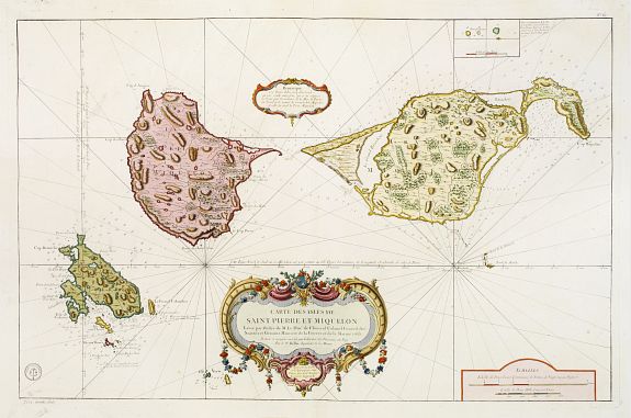 DÉPÔT GÉNÉRAL DE LA MARINE / BELLIN,J.N., Carte Des Isles De Saint Pierre Et Miquelon.., antique map, old maps