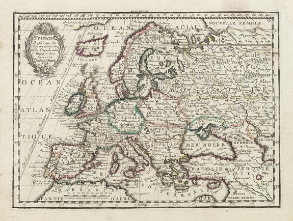 CHIQUET, J., L' Europe Dressée sur les Observations de Mrs. de l' Academie Royale des Sciences.., antique map, old maps