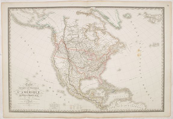 BRUE, A.H. / GOUJON, J., Carte Physique et Politique de l'Amérique Septentrionale. . ., antique map, old maps