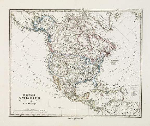PERTHES, J. / STIELER, Nord-America. Entworfen u. gezeichnet von F. von Stülpnagel., antique map, old maps