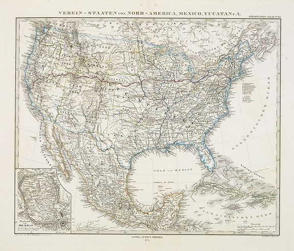 PERTHES, J. / STIELER, Verein-Staaten von Nord-America, Mexico, Yucatan.., antique map, old maps