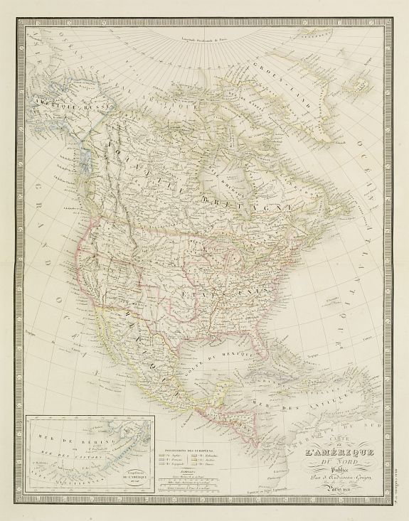 ANDRIVEAU, J. / GOUJON, J., Carte de l'Amerique du Nord..., antique map, old maps