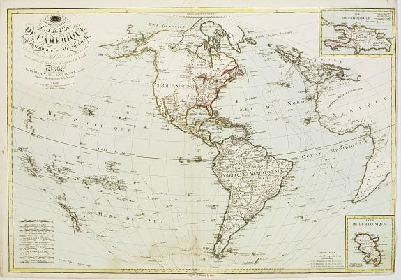 BASSET, Carte de L'Amérique Septentrionale et Méridionale ou se trouvent les Découvertes les plus nouvelles.., antique map, old maps