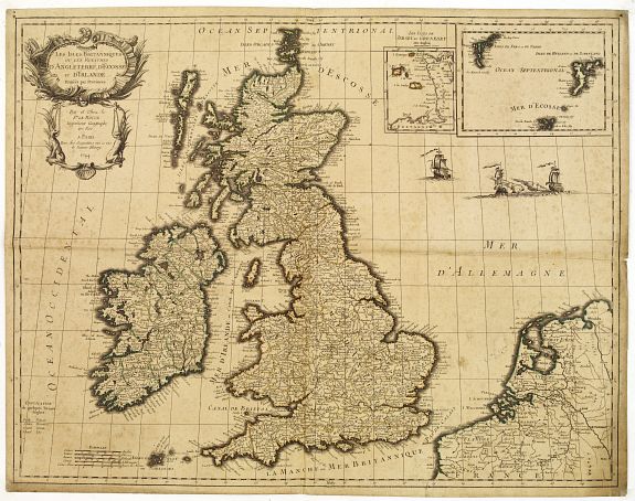 LE ROUGE, Les Isles Britanniques ou les Royaumes d'Angleterre, d'Écosse et d'Irlande. Divisées par Provinces.., antique map, old maps