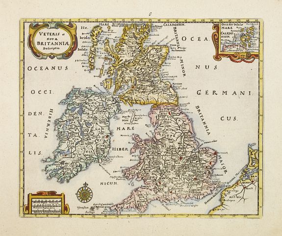 BUNONIS,J., Veteris et Novae Britanniae Descriptio., antique map, old maps