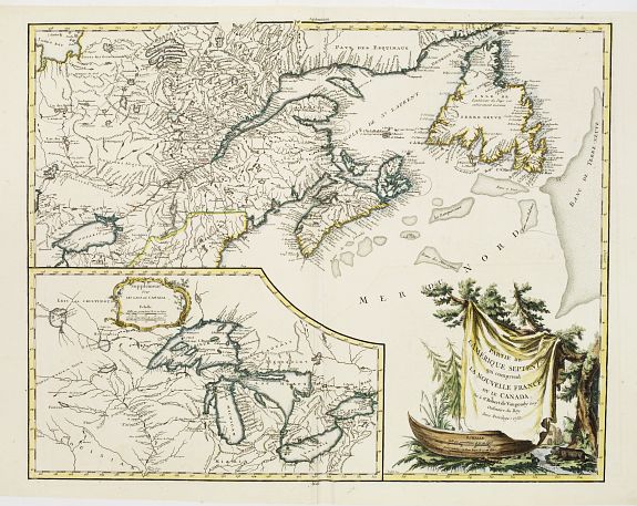VAUGONDY,R.DE, Partie de l'Amerique Septent? qui comprend la Nouvelle France ou le Canada.., antique map, old maps