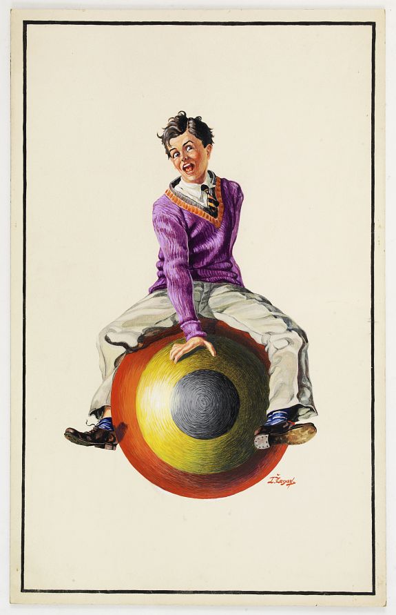 ZAGAR,L., Young man on a bullet., antique map, old maps