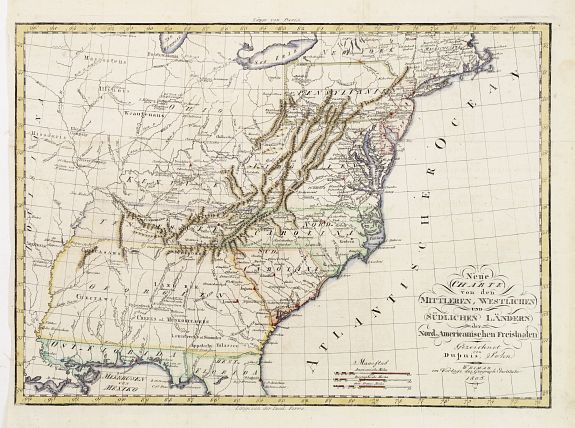 GEOGRAPH. INSTITUTS, Neue Charte von den Mittleren, Westlichen und Südlichen Ländern der Nord-Americanischen Freistaaten.., antique map, old maps
