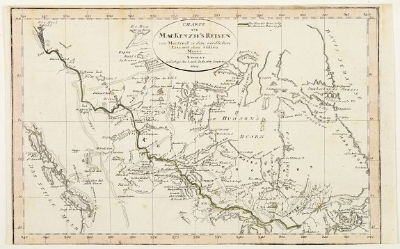 INDUSTRIES COMPTOIRS, Charte von Mackenzie's Reisen von Montreal zu dem nördlichen Eis.., antique map, old maps