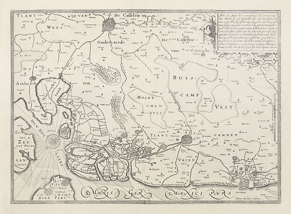 KAERIUS,P., No title. (East Flanders), antique map, old maps