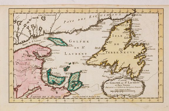 HARREVELT, E. van / CHANGUION, D.J., Carte du Golphe de St.Laurent et Pays Voisins.., antique map, old maps